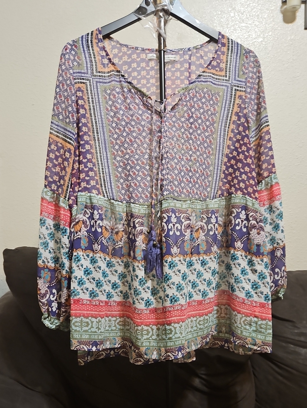 American Rag Purple Multi-Print Boho Tunic